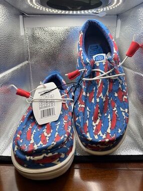 Hey Dude Kids Blue & Red Fish-Print Wally Sneakers